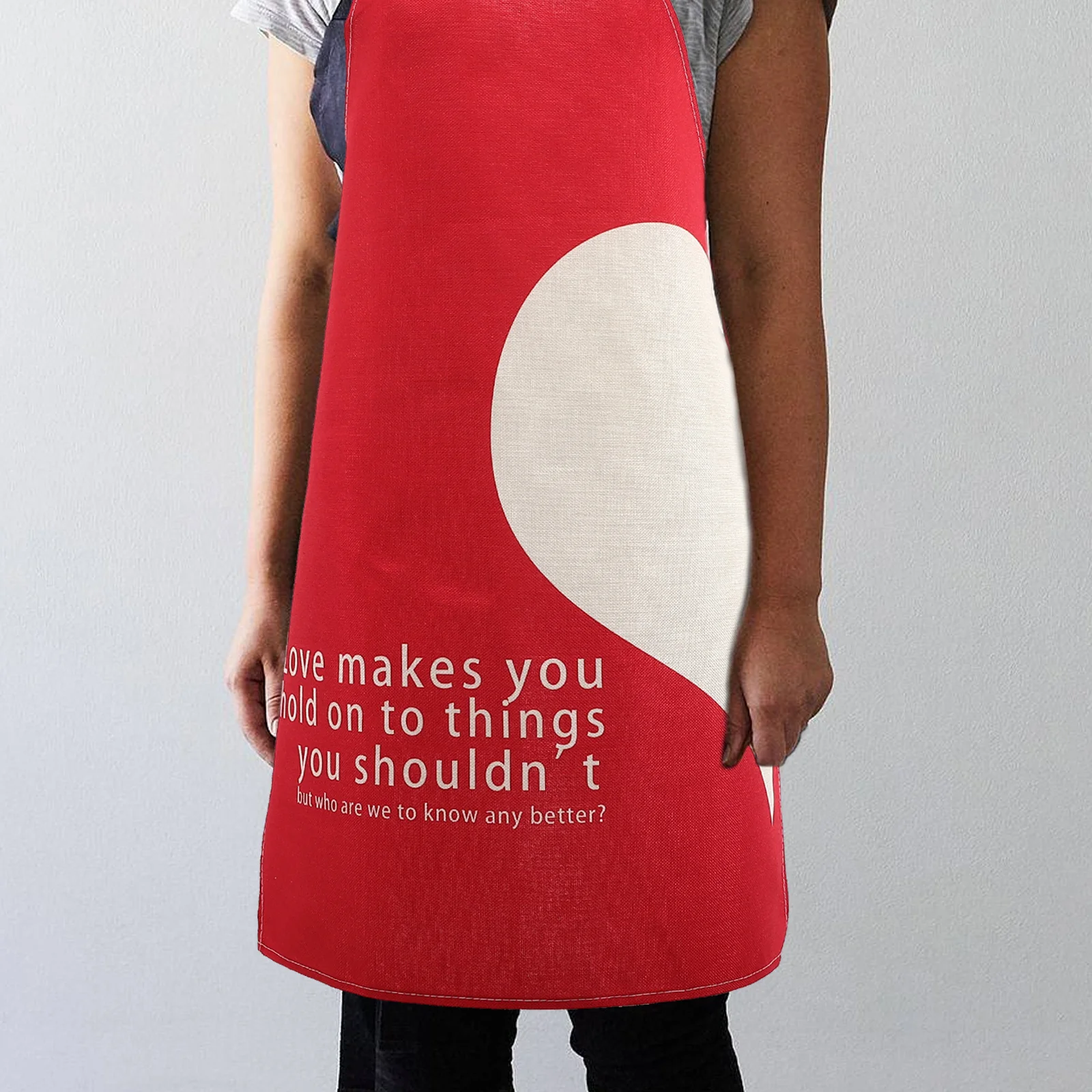 

Heart Shape Cooking Apron Household Use Polyester Waterproof Adjustable Oil Resistant Kitchen Apron Comfortable Stylish