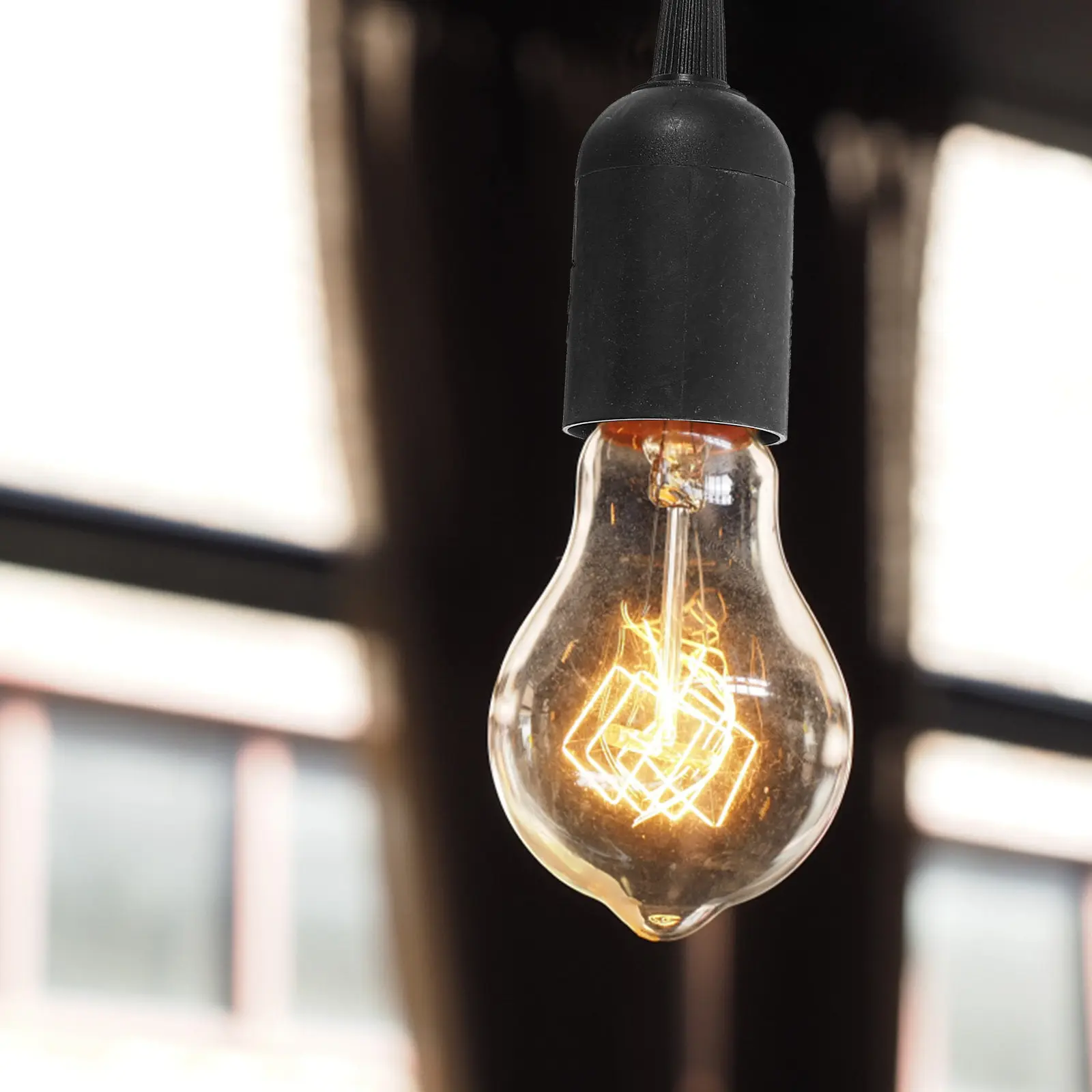 2Pcs Hanging Light Socket Plug Compatible E26 E27 Black Pendant Lamp Cord Extension Flexible Lighting Solution
