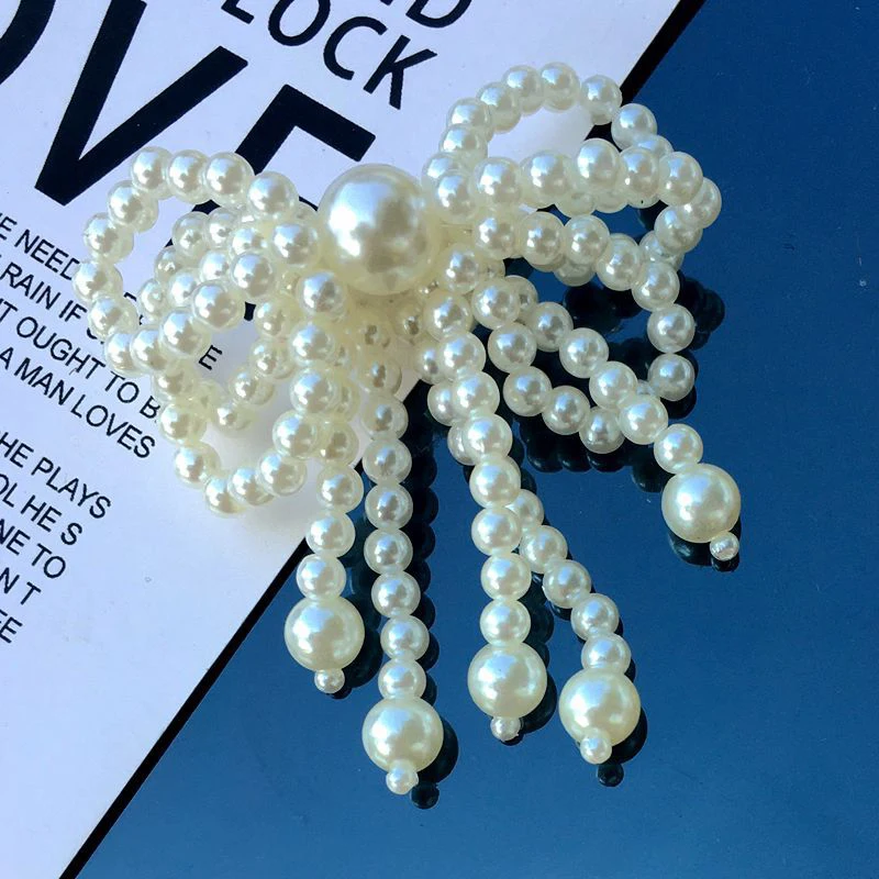 Elegant Pearls Bowknot Appliques Hairlcip Accessories Jewelry Making Materials Handmade Hair Clip Patches Decors