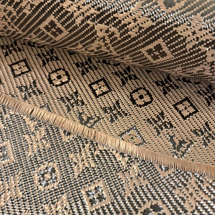 

3K 240g rose gold real carbon fiber jacquard fabric cloth fabric geometric pattern 1m wide 1m*0.5m/1m*0.3m，a piece
