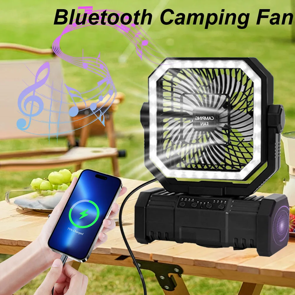 

Вентилятор с батарейным питанием 20000 мАч, портативный перезаряжаемый настольный/кемпинговый вентилятор со светодиодной подсветкой и крючком, уличный вентилятор для палатки, автомобильной поездки