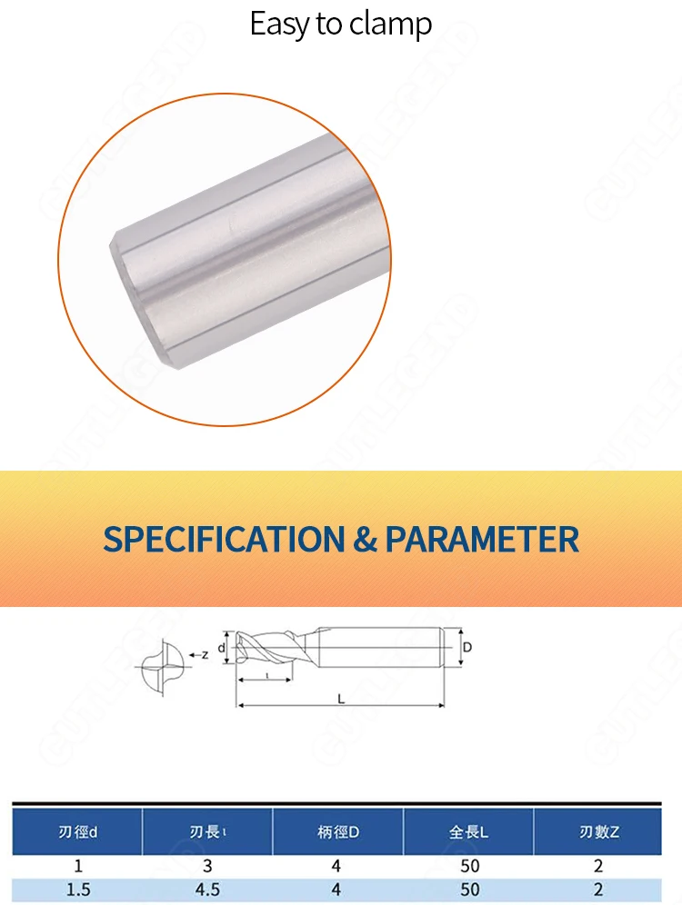 CUTLEGEND HRC50 Hartmetall-Schaftfräser CNC 2-Schneiden 4-Schneiden Hartmetall-Fräswerkzeuge 1mm 2mm 3mm 4mm 6mm 8mm 10mm 12mm für Stahl – Detail 5