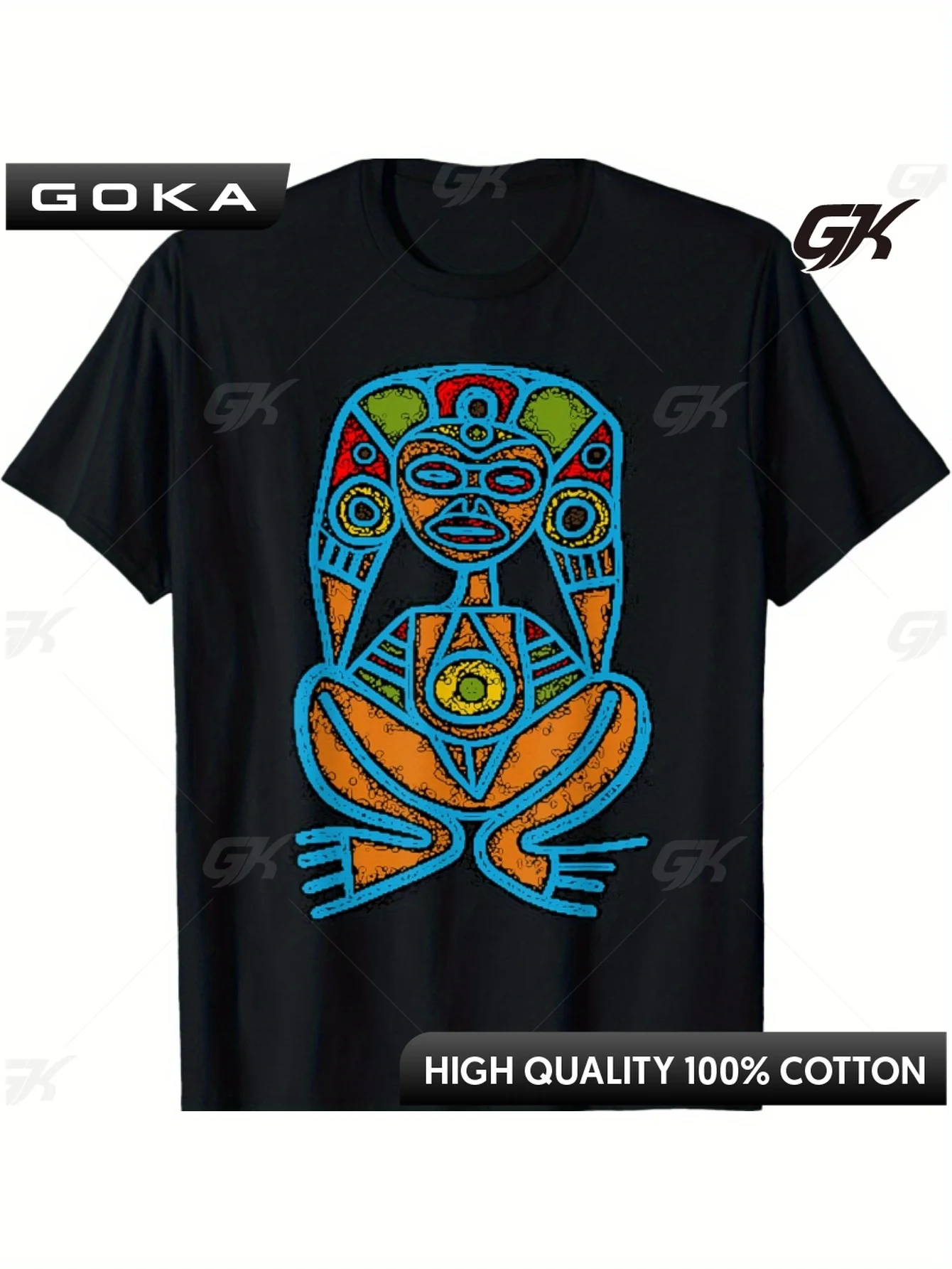 

Мужская хлопковая футболка Atabey Goddess Taino Art | Дышащая эластичная ткань | Повседневная официальная футболка с короткими рукавами ropa de hombre