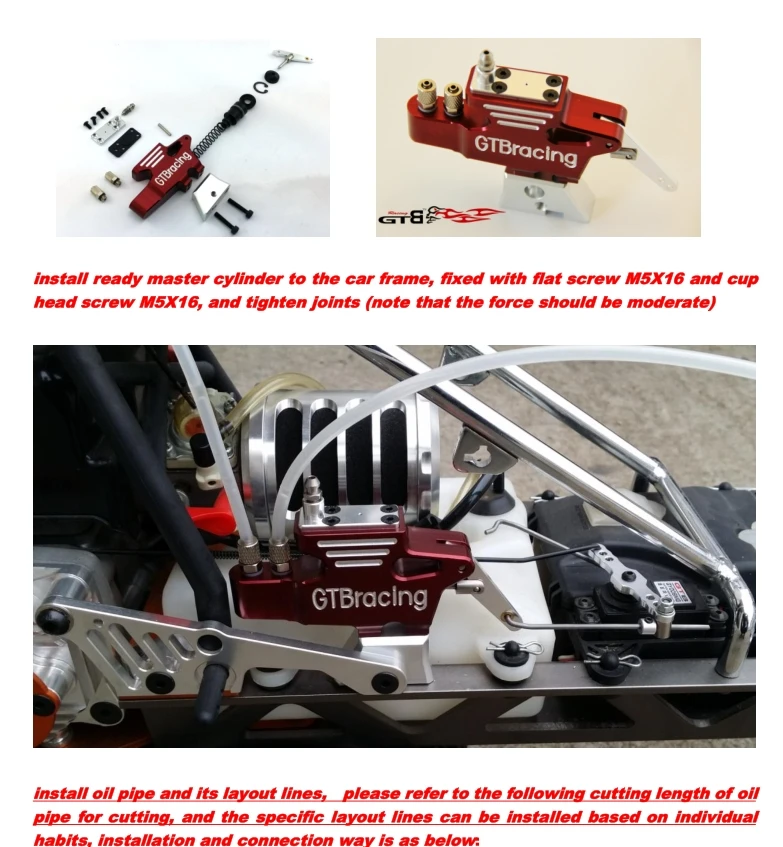 GTBRacing CNC Aluminium 4-Rad-Hydraulikbremse mit Stahlrotor-Scheibensatz für 1/5 RC Car HPI Baja 5B Buggy Teil