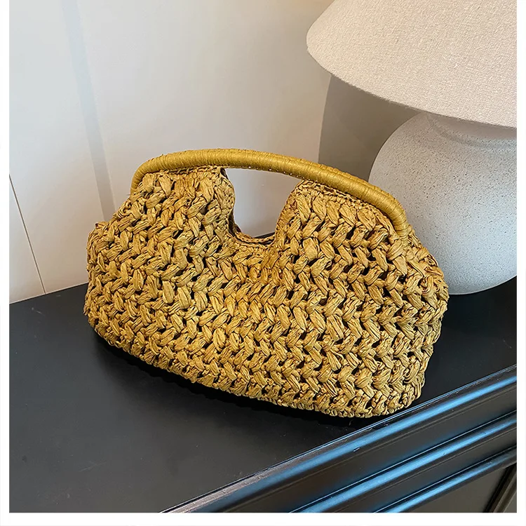 

Straw Shoulder Bag for Women Summer autumn Simple Beach Handbag Designer Single Shoulder Small Bag Casual Tote Purse