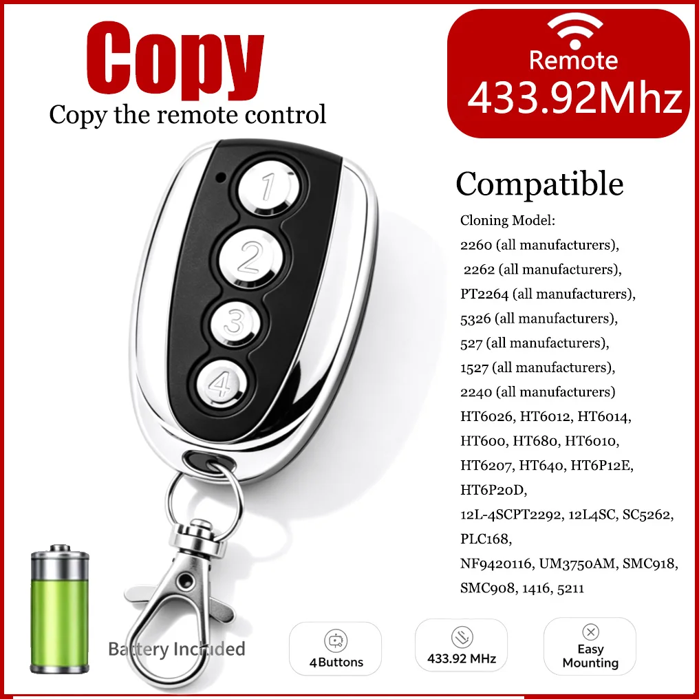 Cloning and Replication Machine 433.92Mhz Fixed Learning Code Cloning Electric Garage Door Wireless Remote Control