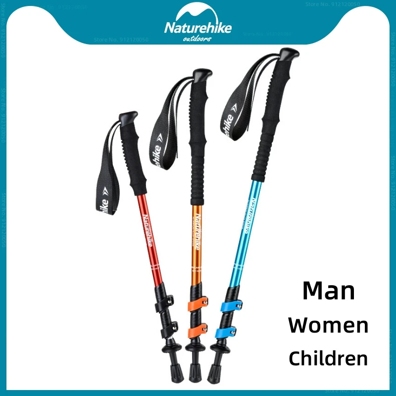 Naturehike Trekking Poles Ultralight Aluminum Alloy Collapsible Telescopic Sticks Outdoor Portable 3 Section Climbing Stick