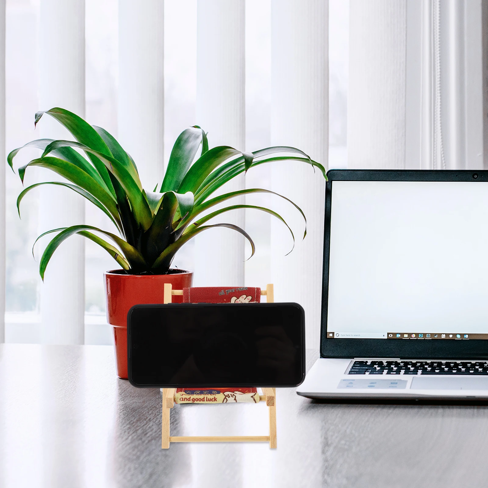 Mini chaise de plage Support pour téléphone St bureau Support fiable accessoire multifonction Support pour Smartphone matériau en bois Base robuste