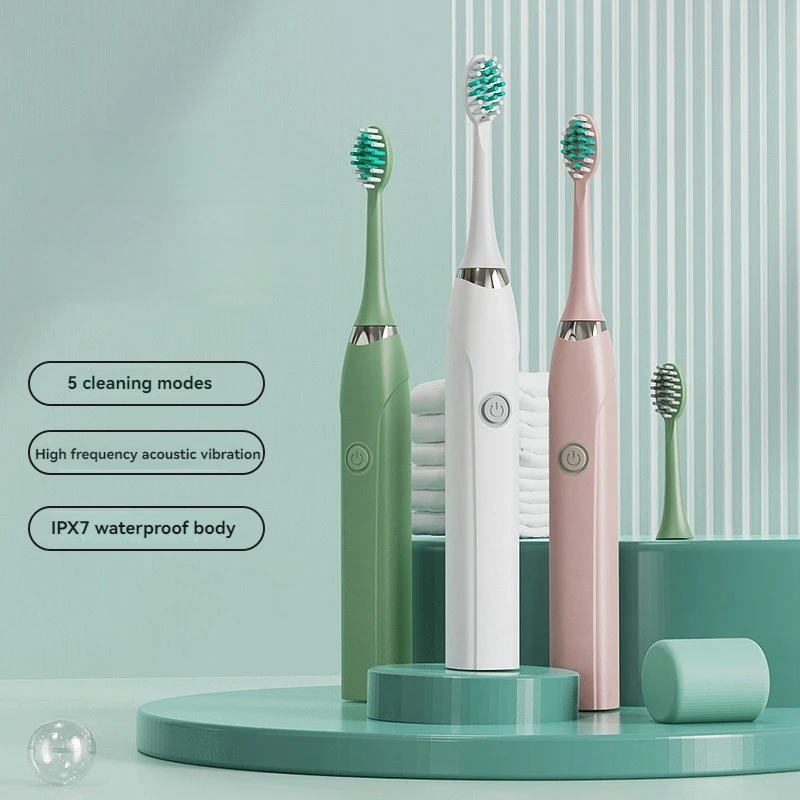 3pcs Adult Toothbrush Vibration Soft-bristle Toothbrush Oral Irrigator Battery Automatic Ultrasonic Adult Electric Toothbrush