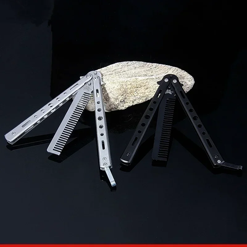 

Stainless Steel Detangling Hair Brush, Beard Brushes, Hair Accessories, Foldable Comb, Practice Training Butterfly Knife Comb