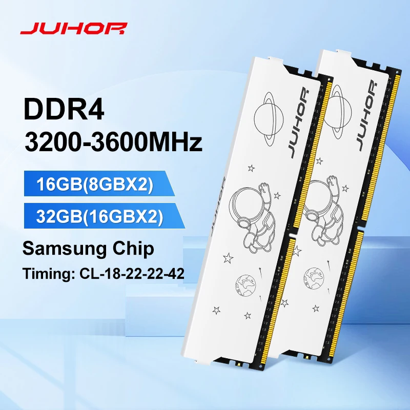 JUHOR Ram DDR4 8GB 16GB 3600MHz 3200MHz Desktop Gaming Dual Channel Dimm Memory