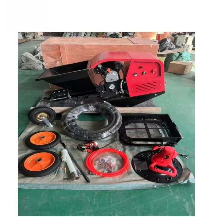 Portable Concrete Automatic Mortar Spray Machine with Engine 4kw Power 50L Hopper Screw Pump for Cement Plastering Plants