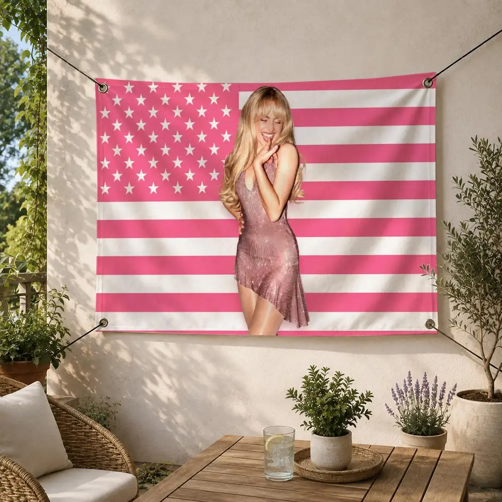 Singer Sabrina Carpenter Flags Decorative Flag Banner for Outdoor Garden Yard Camping Party Home Wall Hanging Decor