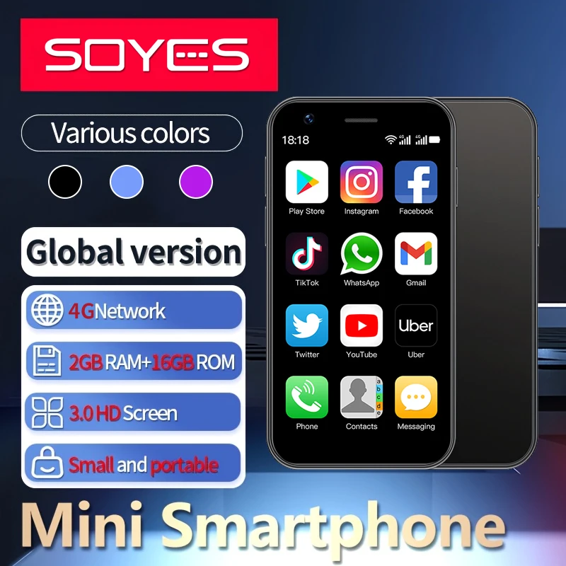 Soyes XS16Compact 4G Smartphone | Dual SIM Unlocked | 3GB+64GB | Google Play | Mini Travel & Backup Phone