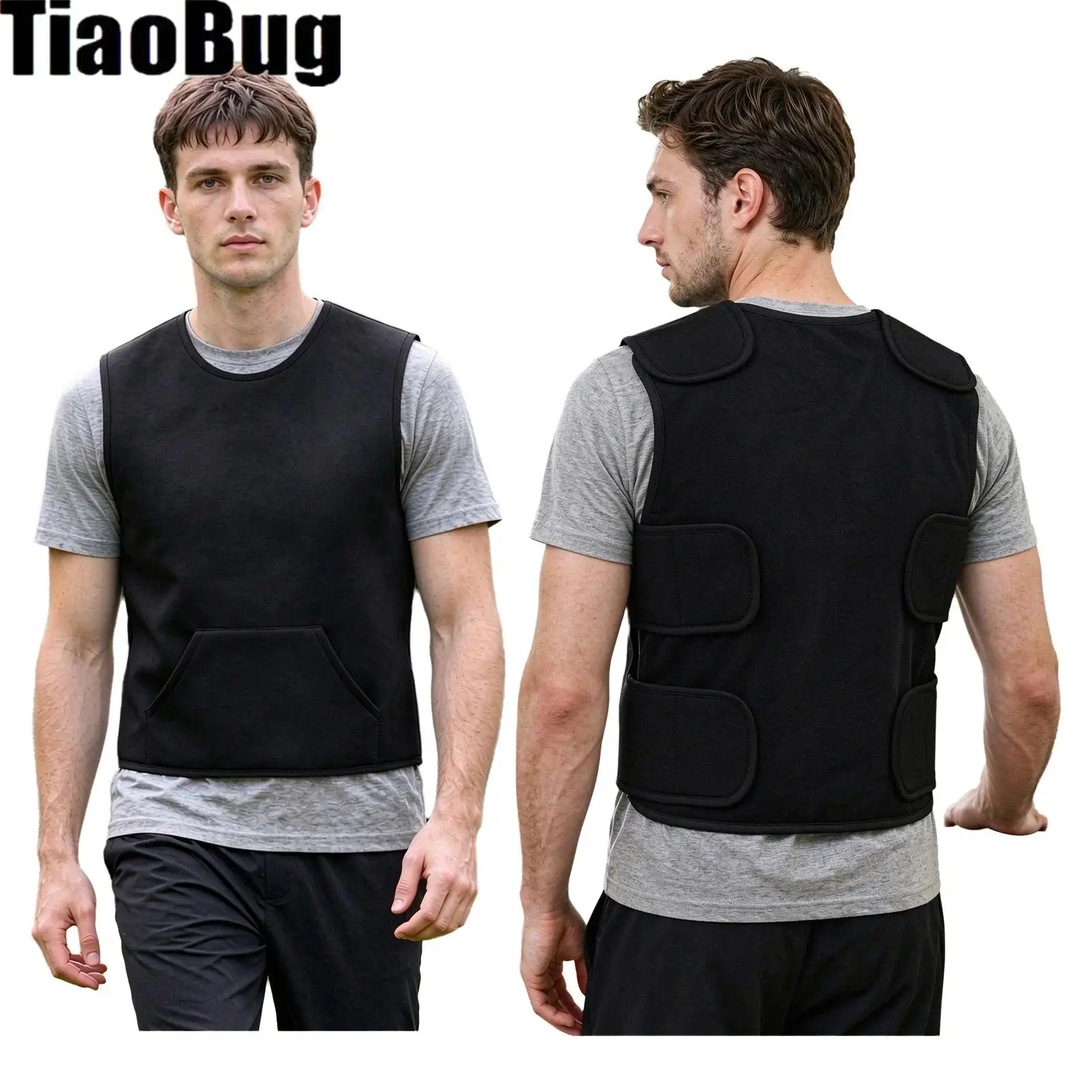 Men Women Adaptive Clothing Top Adjustable Hook And Loop Closure Compression Vest Sleeveless Color-blocked Waistcoat with Pocket