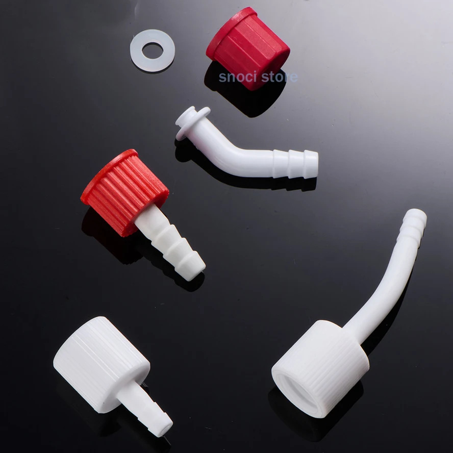 GL14 GL18 Screw Cap Reagent bottle cap Detachable filter joint, Straight/curved Type PP PBT PTFE material Reactor cover,1Piece