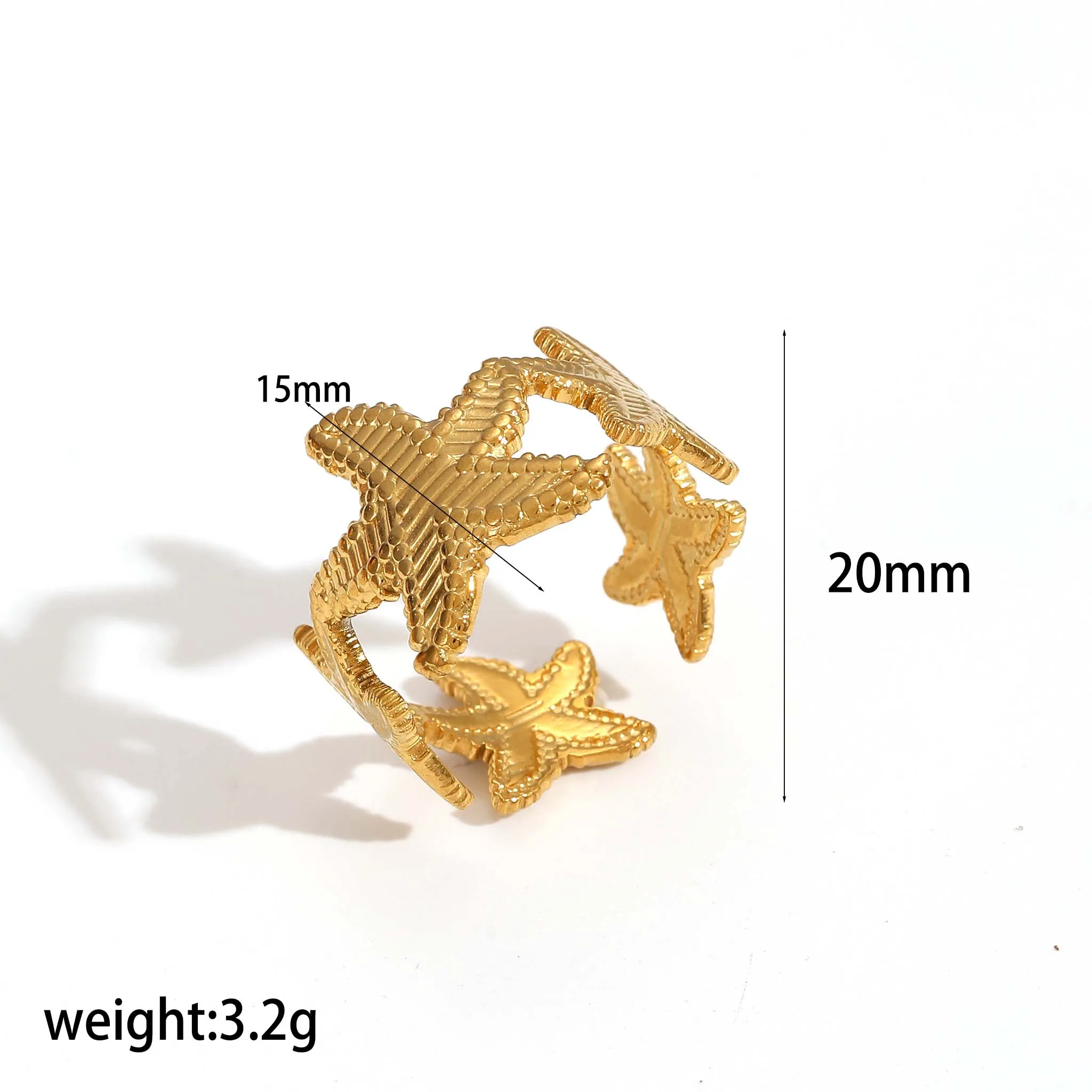 316L Edelstahl-Blumenringe 18K vergoldet Wasserdichter offener Ring Eleganter Schmuck für Damen Geschenk – Detail 5