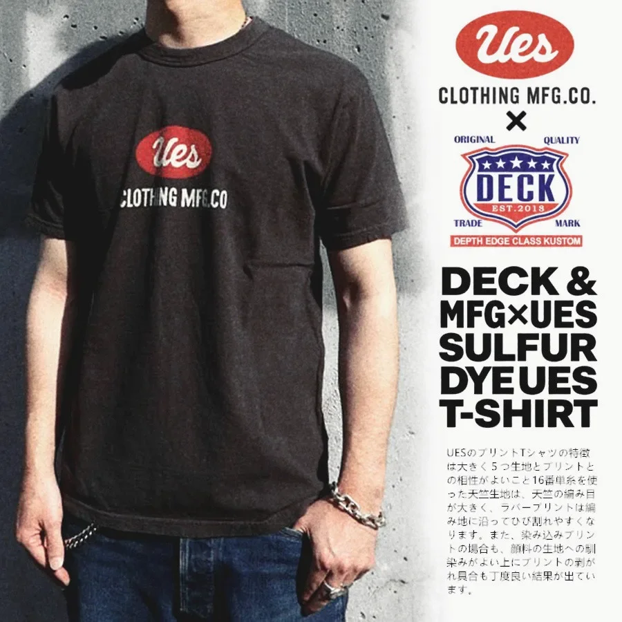 26SS New DECK collaboration sulfur dyed Desi cotton UES theme TEE 16 count cotton short sleeved shirt!