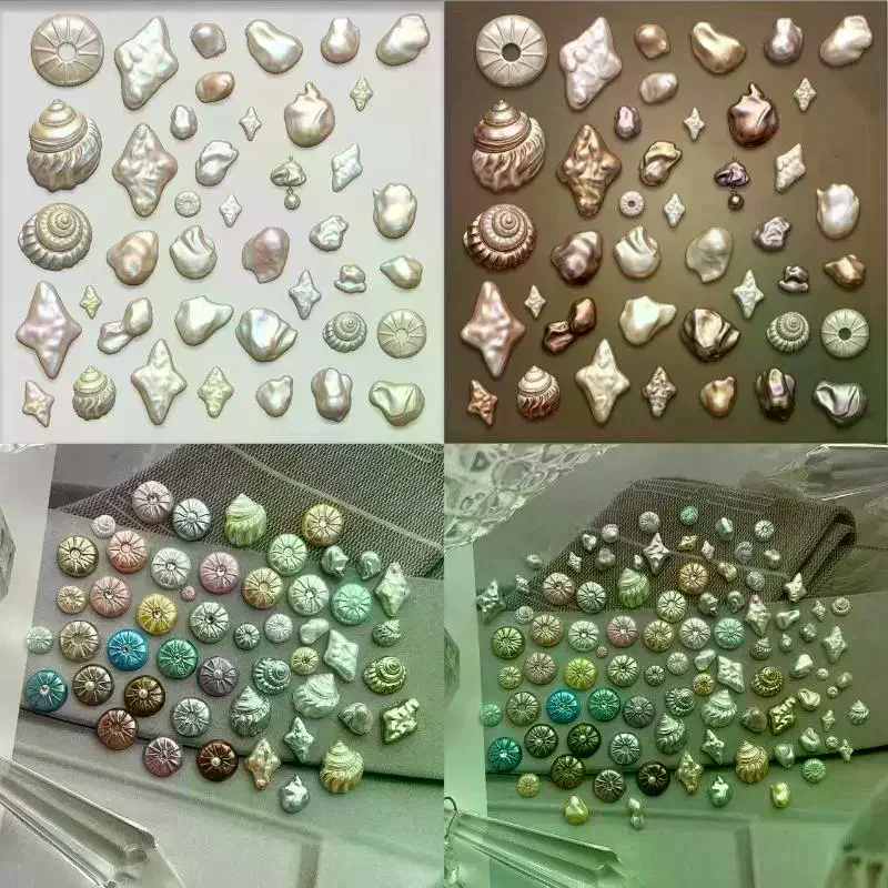 /Kuz/Shell Sea Star Conch Nail Art Mold Transparent Silicone DIY Pearl Relief Carving Decor Manicure Tool Nail Charms Mold 3D