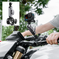 Motorcycle Bicycle Rail Mount Clamp with 360 degree Ball Mount Clip For Gopro Hero 13 12 11 DJI OSMO Action Insta360 For Phone