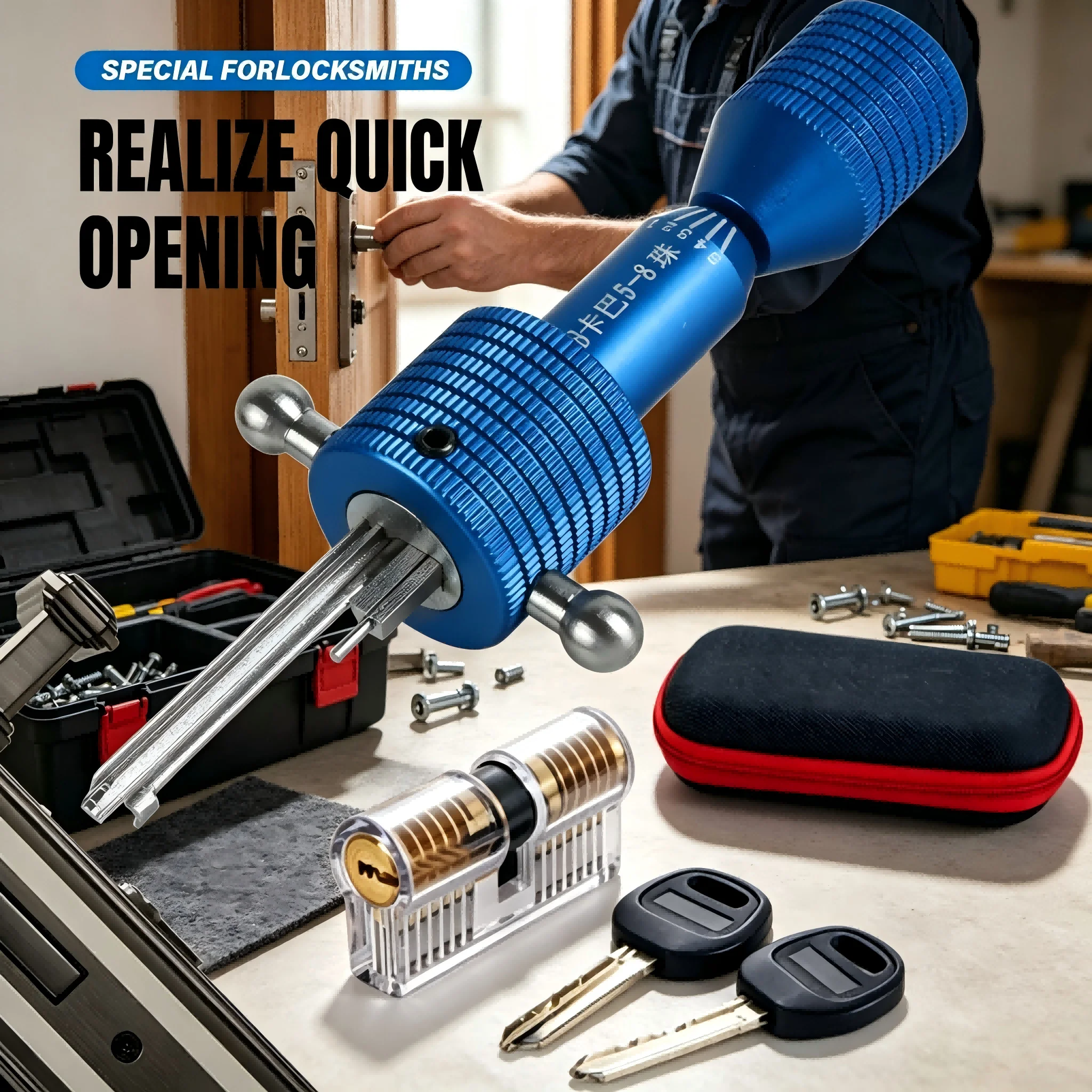 Professional KABA MUL-78 Key Decoder Tool, Positive Groove AB Positioning Single Blade Lock Pick, Locksmith Quick Opening Tool