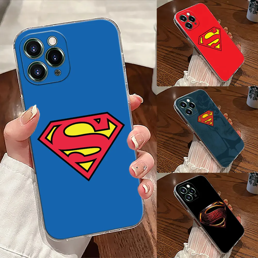 

Marvel S-Supermans Hero Transparent Phone Case For iPhone 17 Pro Max 17E 11 12 13 14 15 16 Pro Max Plus 17 Air 16E XS Soft Cover