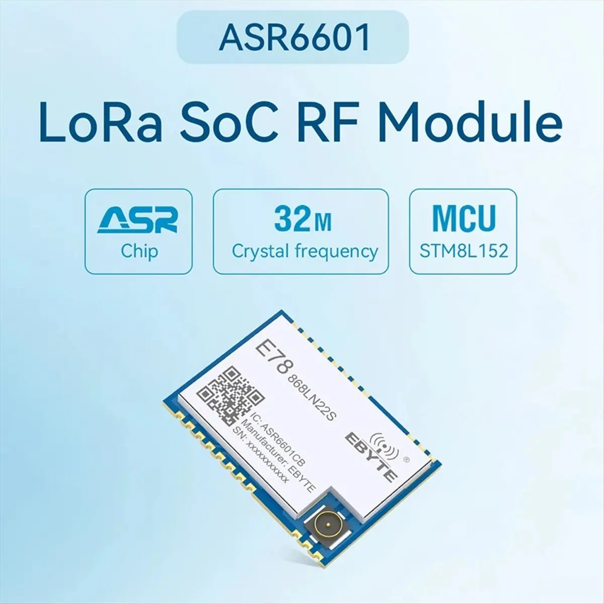 RISE- LoRaWAN SoC E78-868LN22S 868MHz LoRa Module ASR6505/6601TXCO 22dBm Wireless Transceiver SMD IPEX Stamp Hole Connector