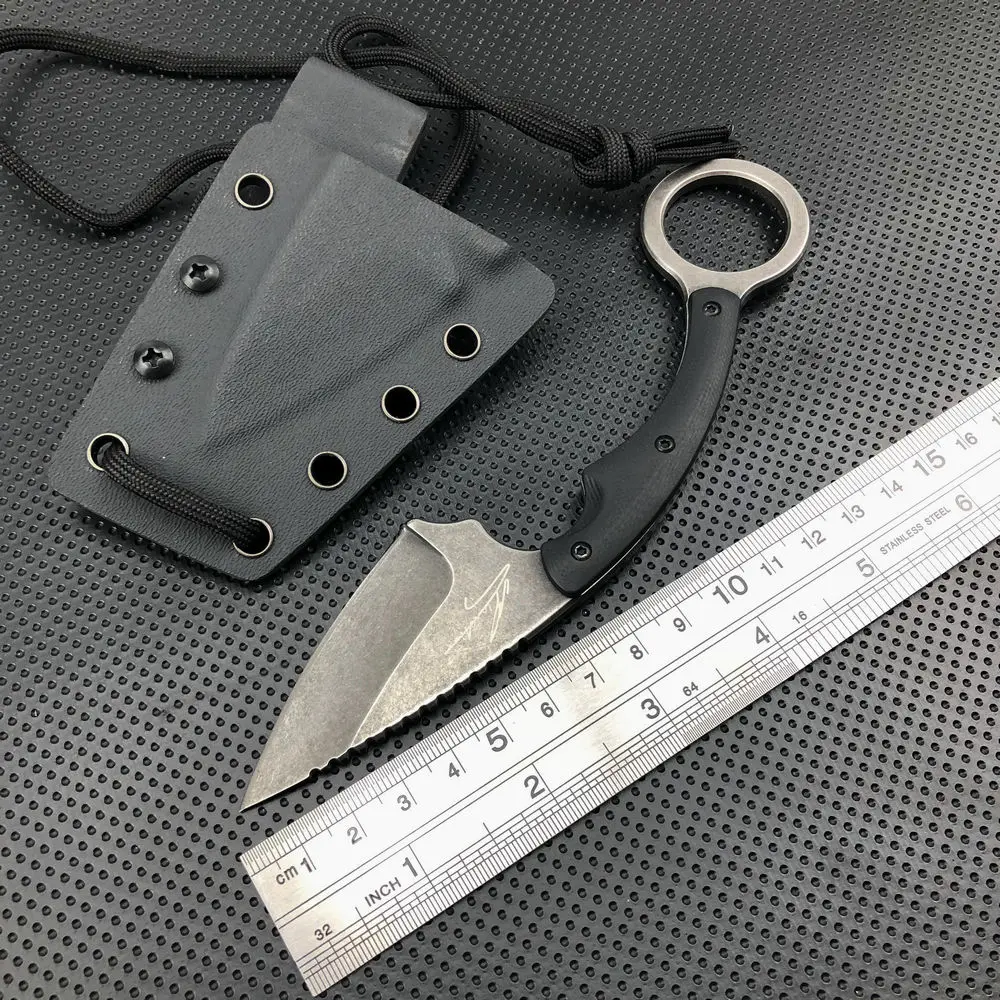 TRSKT BF730 Neck Knife Rescue Knives,440c Survival Camping Knife,Hunting Pocket Knives EDC Tools Kydex,Nylon Glass Fiber Handle