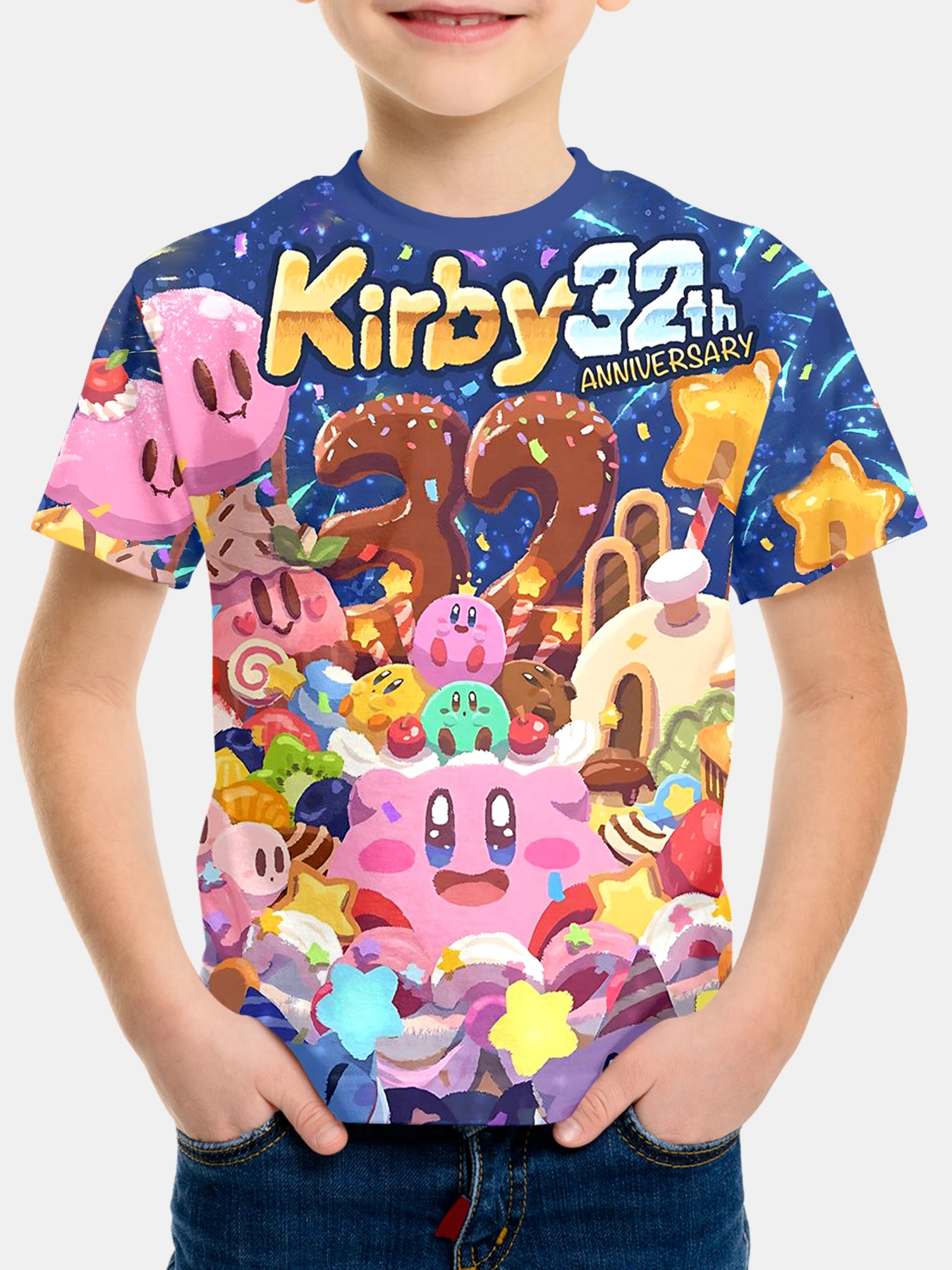 Cute Cartoon K-KirbyS 3D Printed T-shirts for Boys and Girls Summer Cartoon Anime T-shirts Casual Short-sleeved Children's Tops