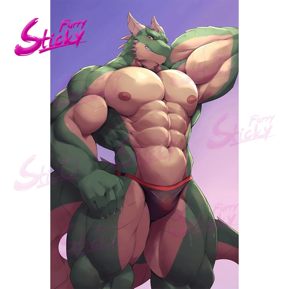 Furry Sticky Sexy Muscle Tiger Art Anime Sticker Car Sticker Car Decal for  Trunk Laptop Wall Door Window Stickers