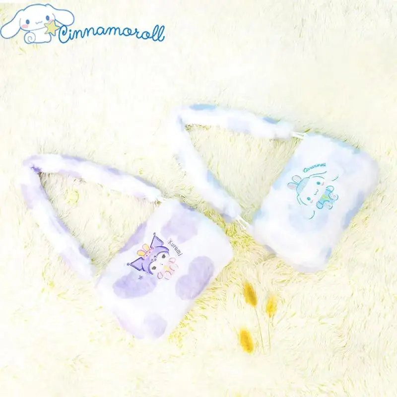 

Sanrio Plush Bucket Bag for Storage Cinnamoroll Kuromi Fashion Kawaii Messenger Bag Cartoon Large Capacity Shoulder Bag
