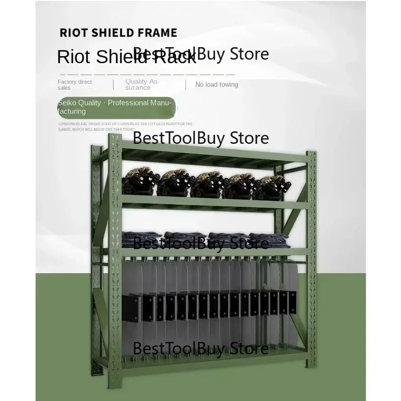 

Hot SalesArmed Forces Shelf Army Green Mobile Shelf Shovel Iron Pick Farm Tool Shield Display