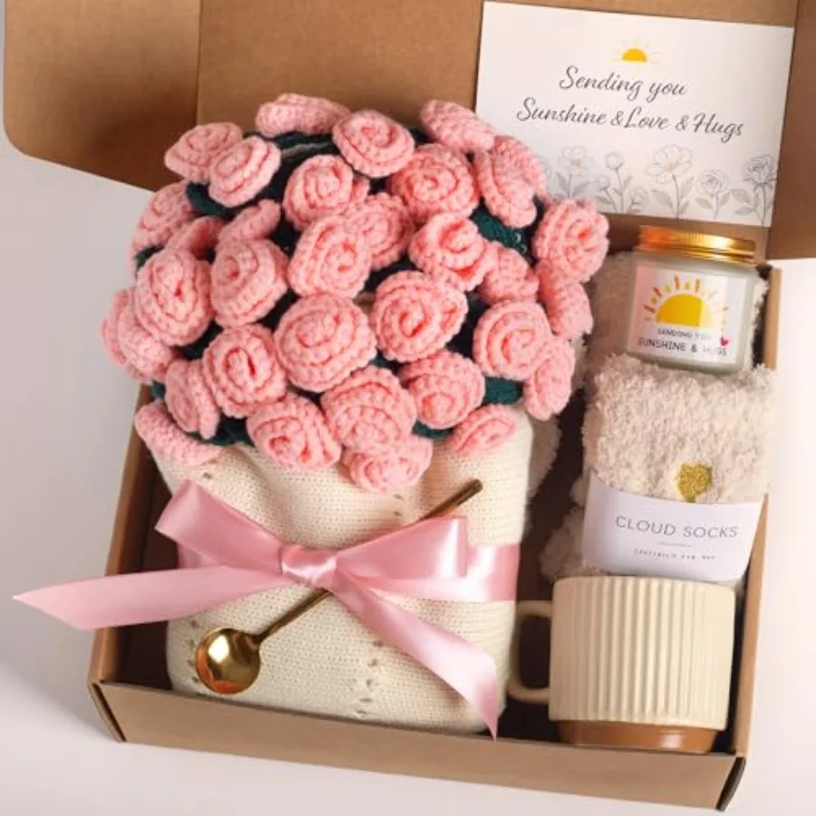 

Self Care Gifts for Women Flower Bouquet Blanket Gift Baskets Care Package Thinking of You Gifts for Her Wife Mom Female Friend