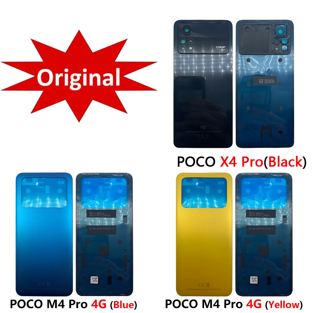 

Original For Xiaomi POCO M4 Pro 5G Back Battery Cover Rear Door Housing Case Replacement POCO X4 Pro back cover housing Xiaome