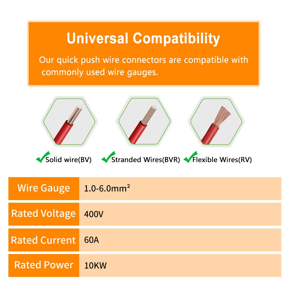 DIY GO 5PCS High Power 1 in 2/4 out Splicing Cable Connector 60A/400V 1-6mm2 Wire Connector Screw lock Terminal Block