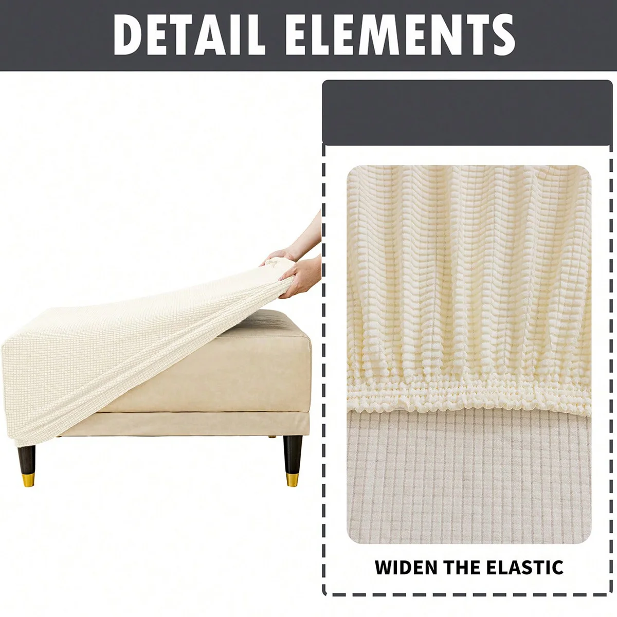 1Pc Elastic Stool Cover, Thickened All-inclusive Square Low Stool Cover, Household Sofa Footrest Stool Cover Furniture Protector