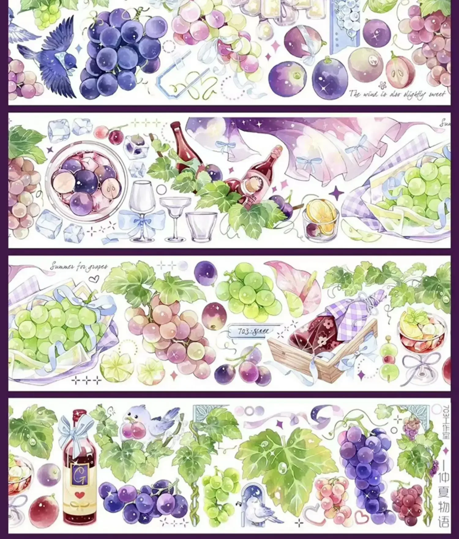 Imagem -04 - Fita Pet Brilhante Washi Verão Bem Uvas Vinho