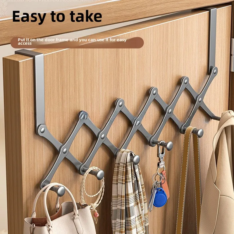 

Non-perforated Door Back-hanging Hanger, Telescopic Folding Door Rear Hook, Bedroom Coat and Hat Hook Storage Hanger