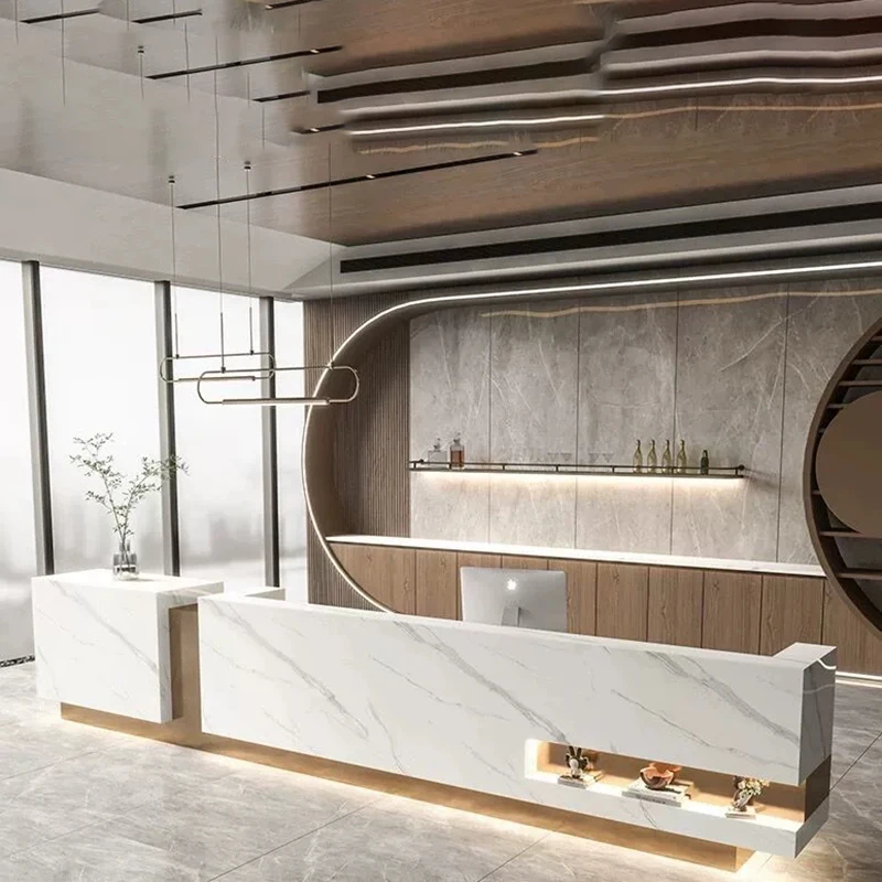 Standing White Table Reception Desks Cashier Counter Desk Office Lectern Reception Desk School Empfangstheke Salon Furniture image 6