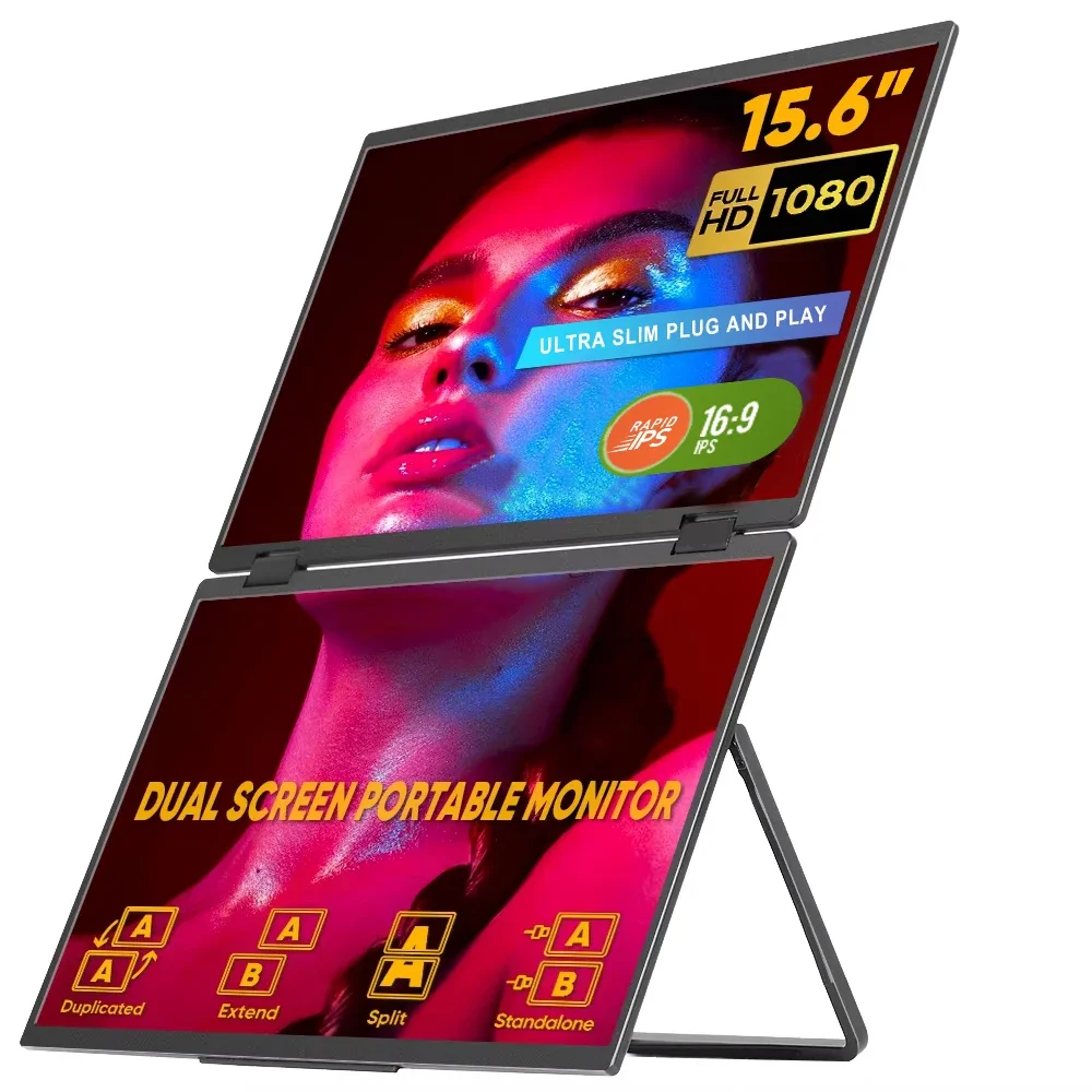 Best Seller 15.6 Inch Portable Laptop Triple Fold Screen Laptop Screen Extender Dual Monitors 360° Foldable Design