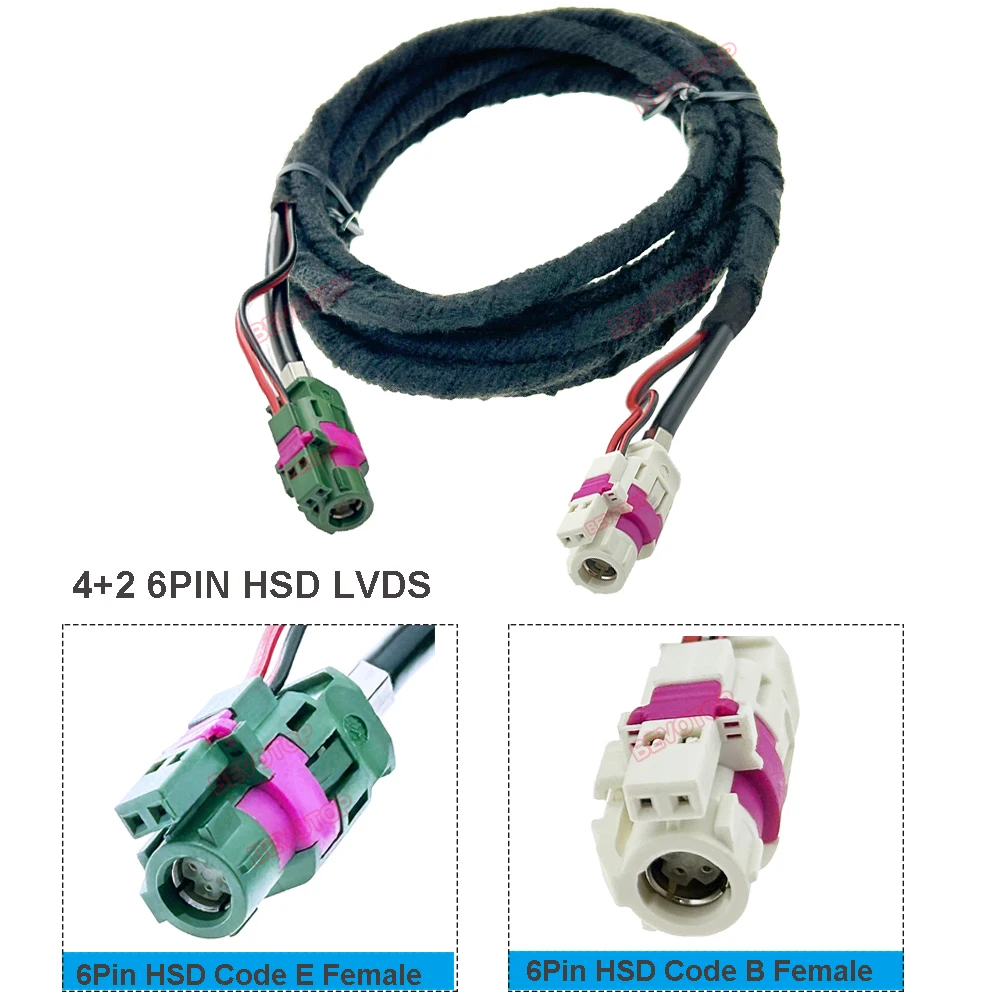 BEVOTOP 6Pin LVDS Wire Harness 4+2 6P HSD Code B Female to E Female High Speed DataTransmission Wire Harness LVDS Cable