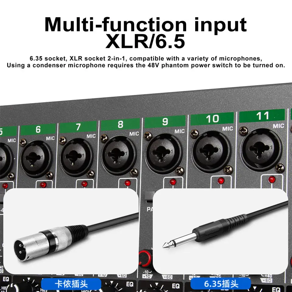 Cooyinka Console Audio DSP 99 effets contrôleur Dj/console audio mélangeur utilisé Interface USB 18 canaux Console Audio DJ mixage