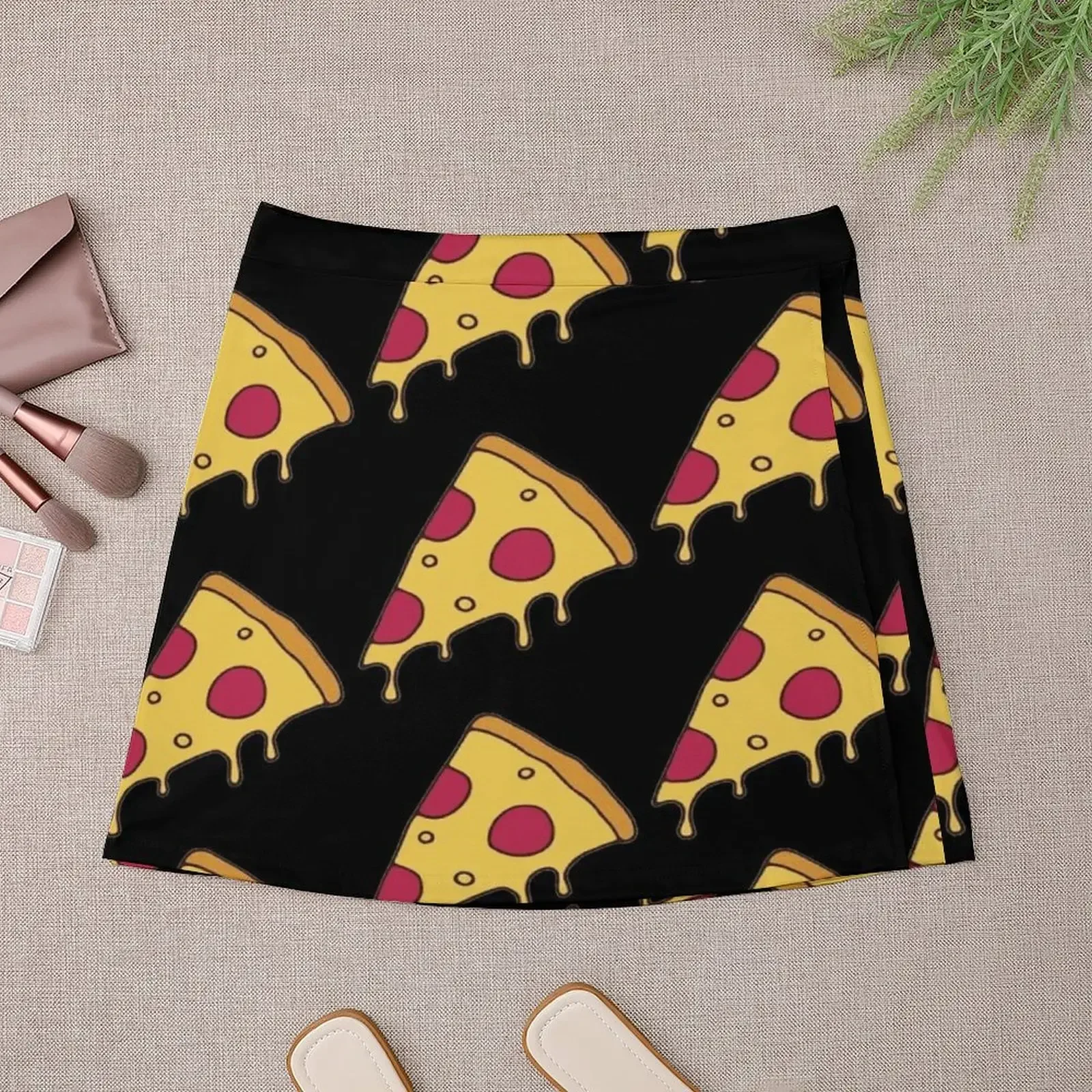 Pizza, Pizza, Everywhere Mini Skirt mini denim skirt korean luxury clothing 90s vintage clothes rave outfits for women