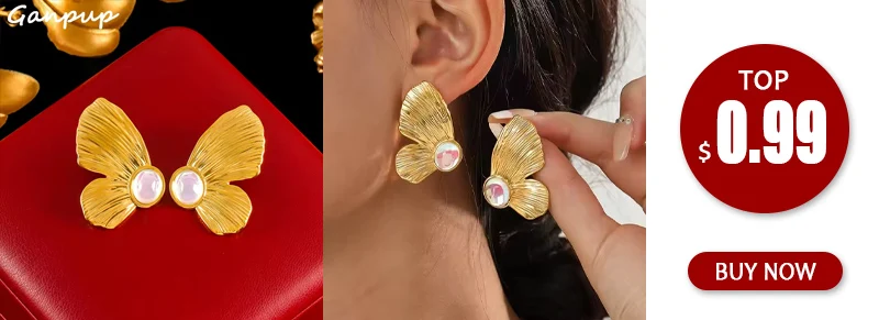GANPUP 316l Edelstahl Naturstein Muscheln Baumeln Ohrringe Frauen 18k PVD Überzogene Mode Urlaub Schmuck Wasserdicht Geschenk – Detail 3
