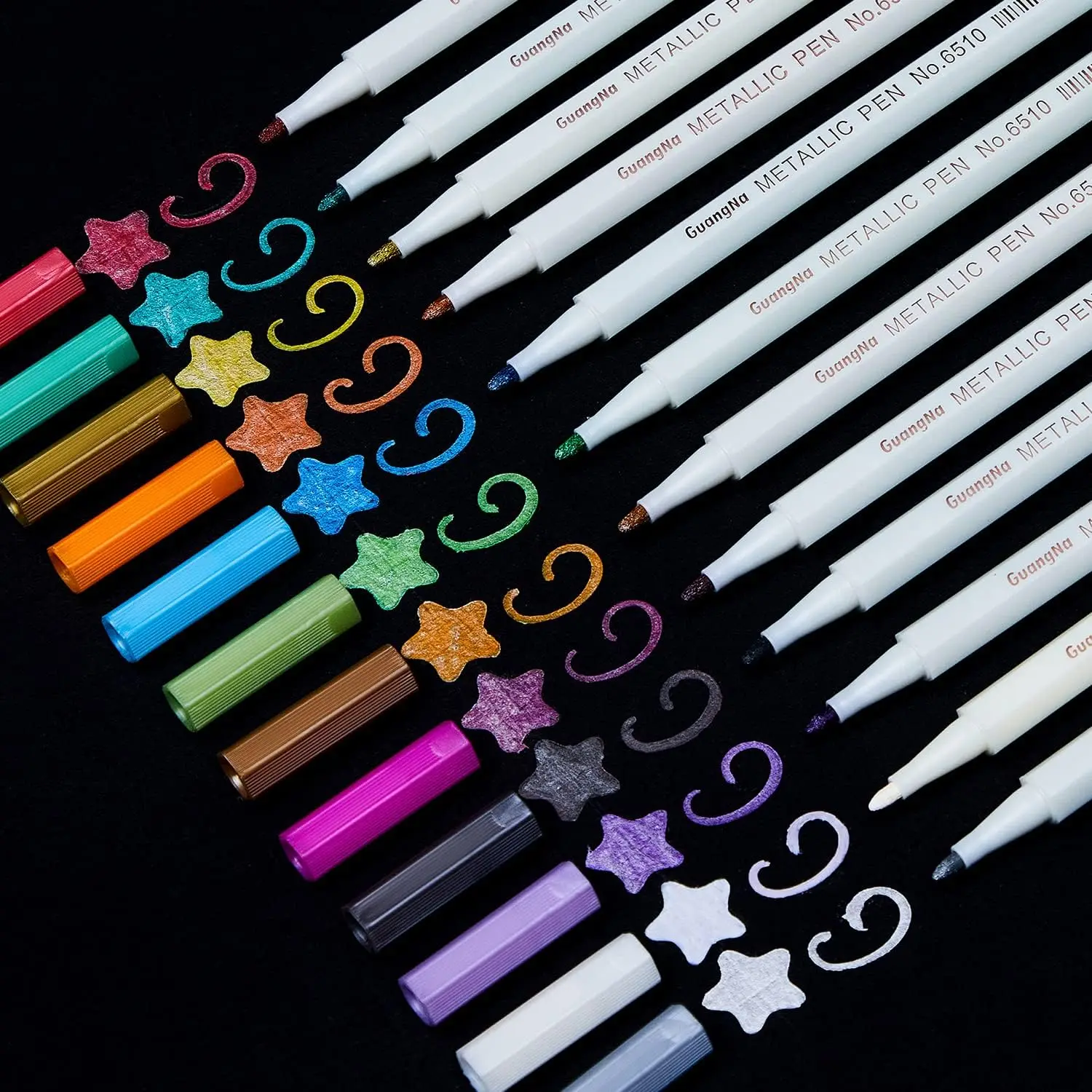 

Metallic Marker Pens, 12 Colors Fine Point for Black Paper, Rock, Easter Egg, Halloween, DIY Crafts