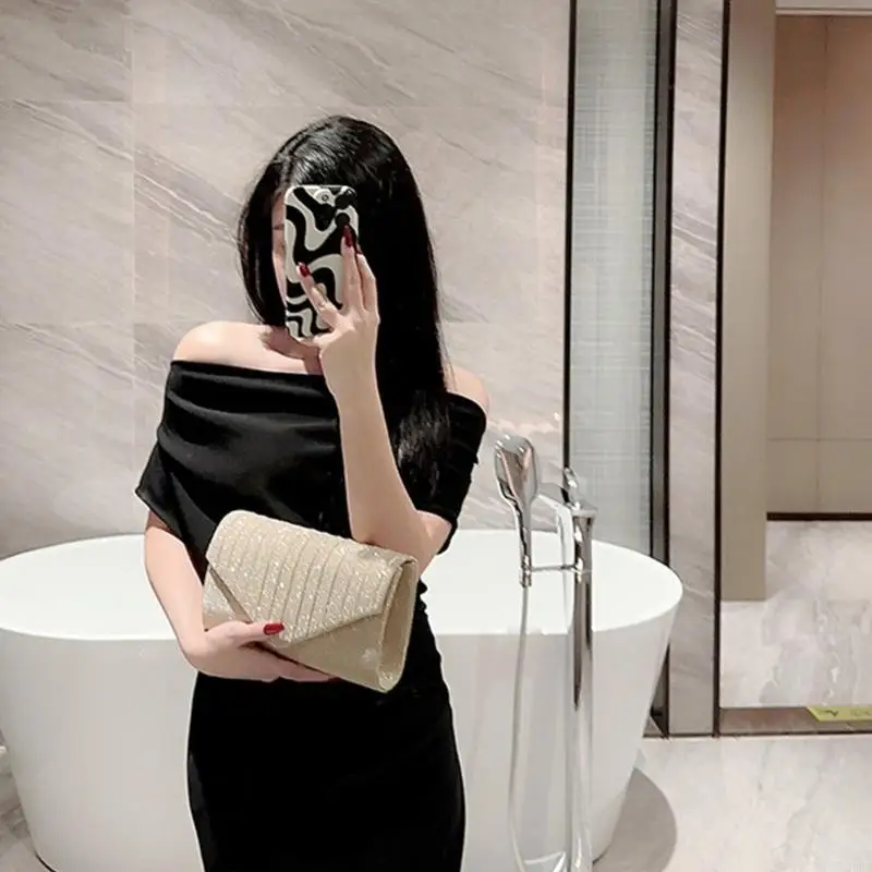 

Stylish and Women's Envelope Clutch Bag Shimmering Handbag for Weddings Proms 20CA