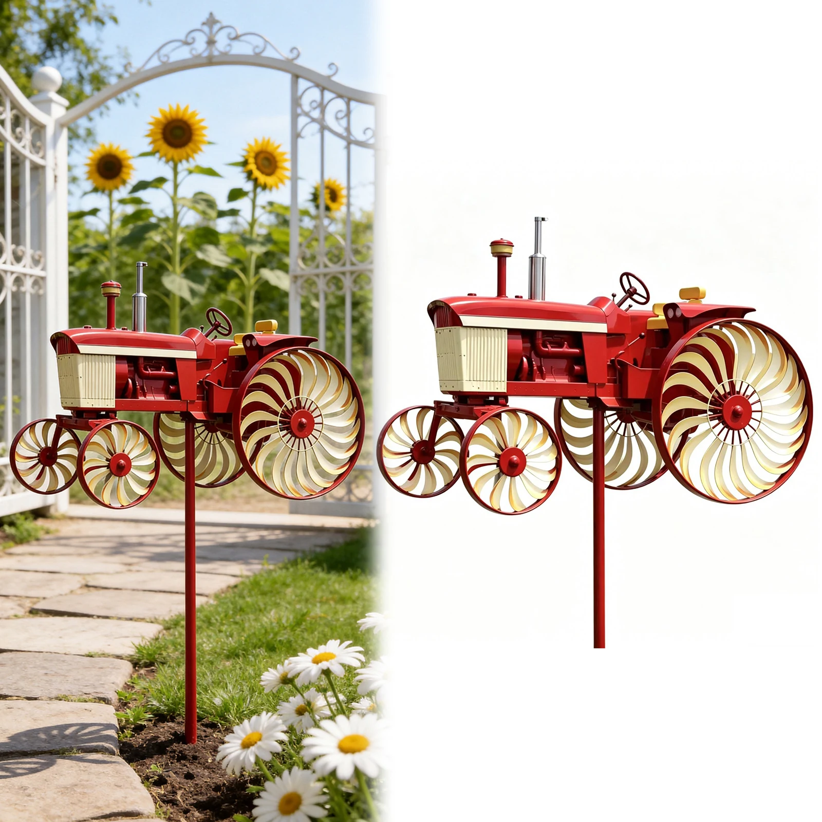 Tractor Wind Sculpture Decorative Windmill Outdoor Tractor Wind Spinner for Patio Yard Garden Gift for Friends Family