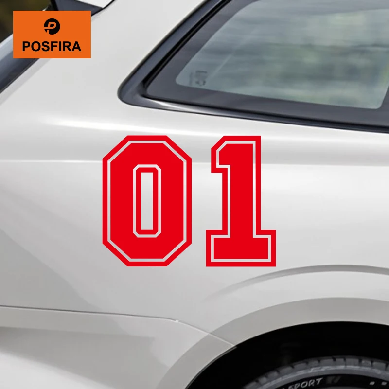 

Наклейка на автомобиль POSFIRA Number 01, виниловые наклейки, персонализированное украшение для автомобильных окон, кузова, лобового стекла, аксессуары для мотоциклов