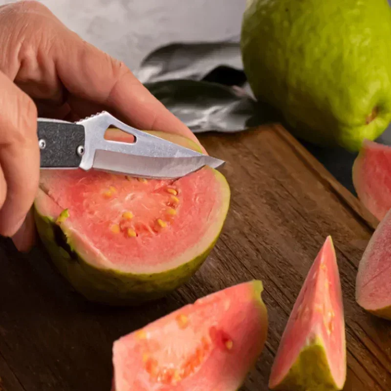 Folding Fruit Knife Stainless Steel Kitchen Pocket Knife Wooden Handle Vegetable Slicing Fruit Peeler Cleaver Knife Kitchen Tool