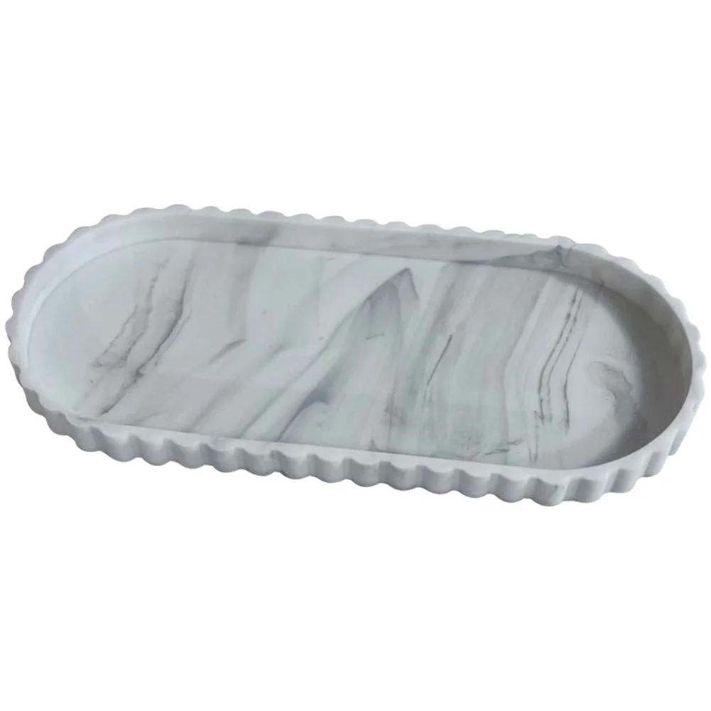 Silicone Oval Tray Featuring Lace Pattern for Kitchen Utensils Desktop Accessories and Living Room Decor Storage